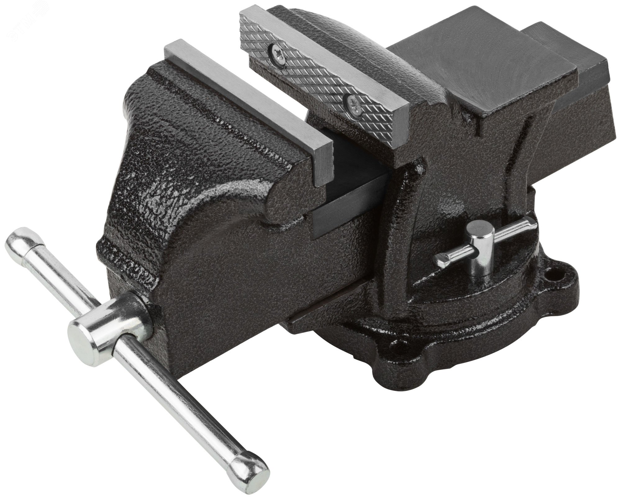 Изображение товара Поворотные станочные усиленные тиски 100 мм из чугуна с наковальней