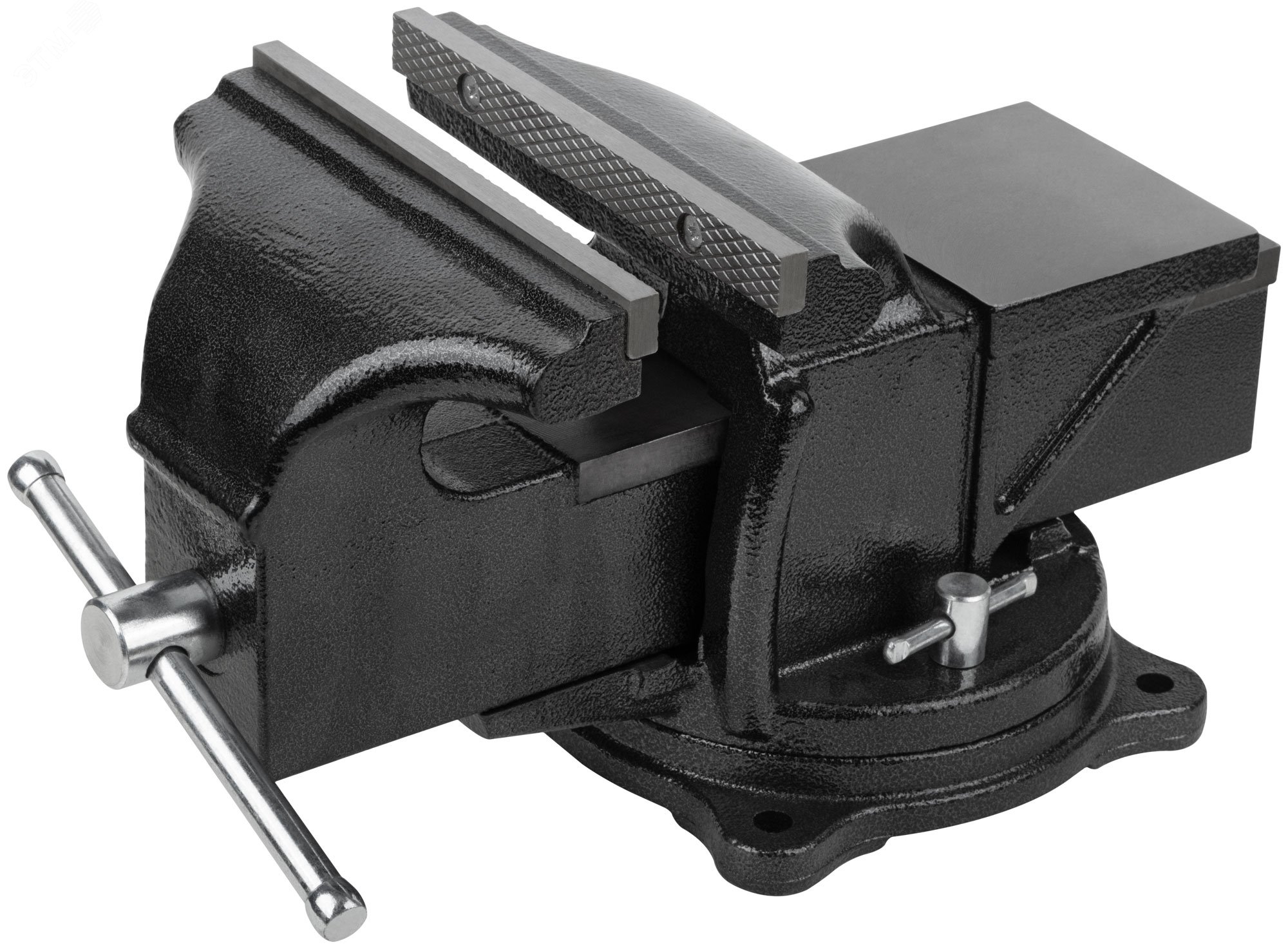 Изображение товара Поворотные станочные тиски усиленные 200 мм чугун с наковальней