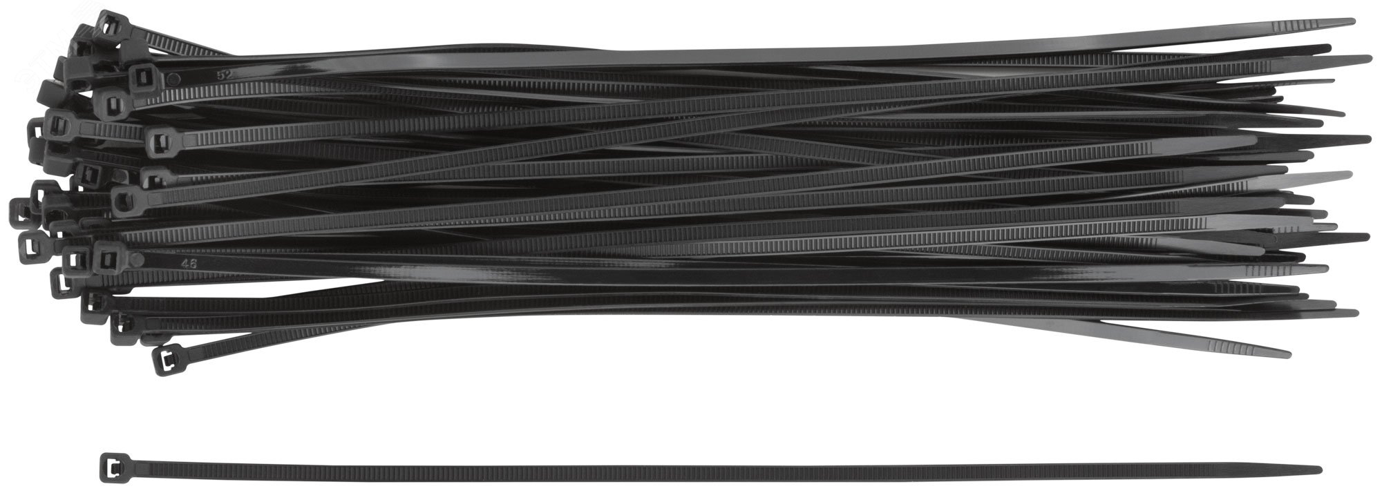 Изображение товара Черные нейлоновые хомуты FIT РОС 250x3.6мм 50 шт надежное связывание кабелей