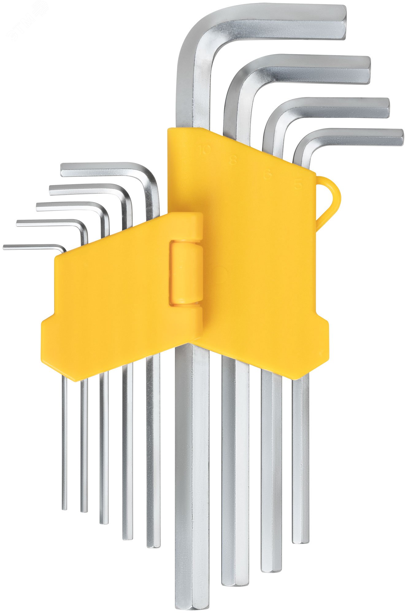 Изображение товара Ключи шестигранные HEX длинные 9 шт. CrV сталь в пластиковом держателе