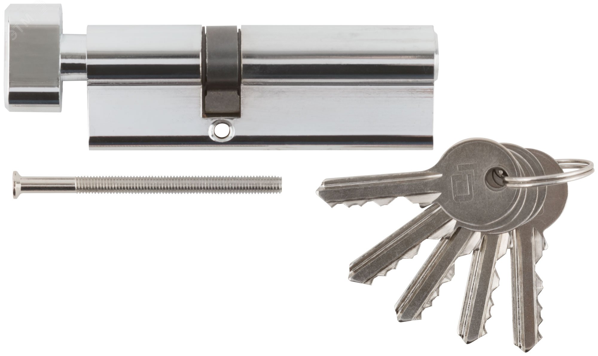 Изображение товара Цилиндровый механизм PALLADIUM асимметричный 90 мм ключ-завертка хром