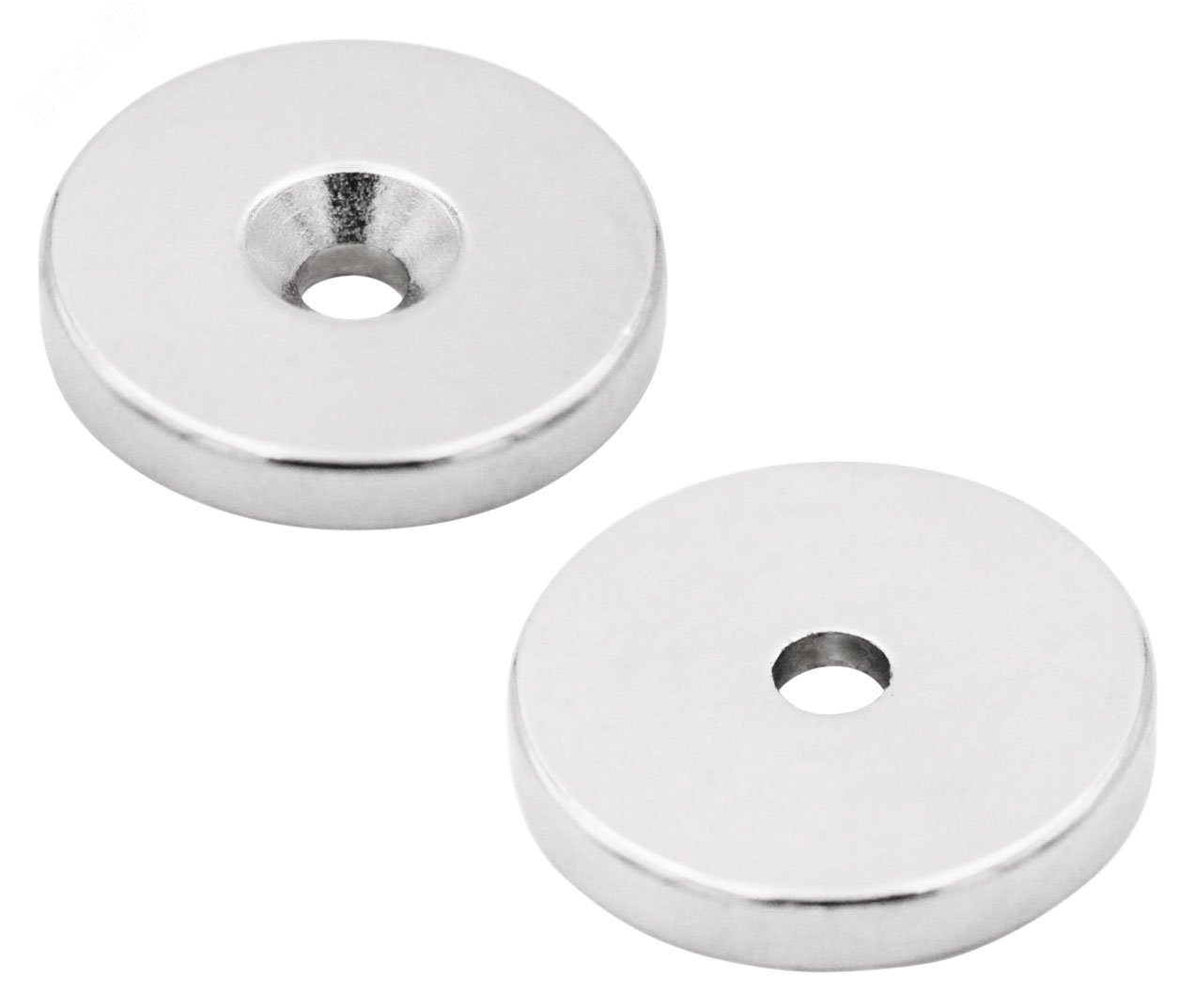 Изображение товара Набор неодимовых магнитов 20х5 мм, 2 шт. с крепежем и защитным покрытием никелем