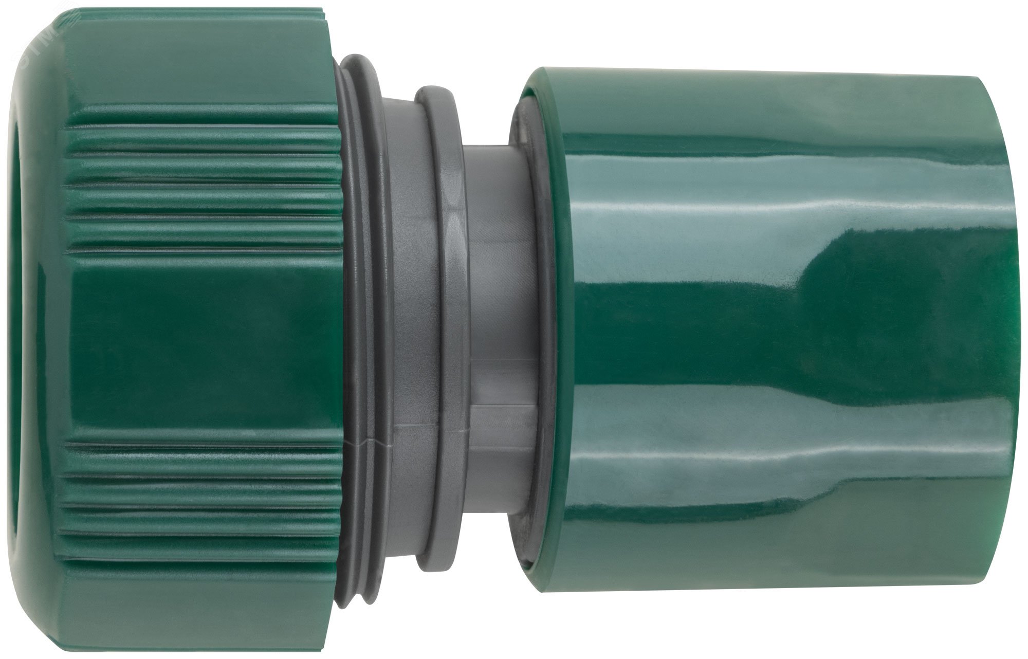 Изображение товара Пластиковый соединитель 3/4 автостоп зелёный для шланга 25 мм