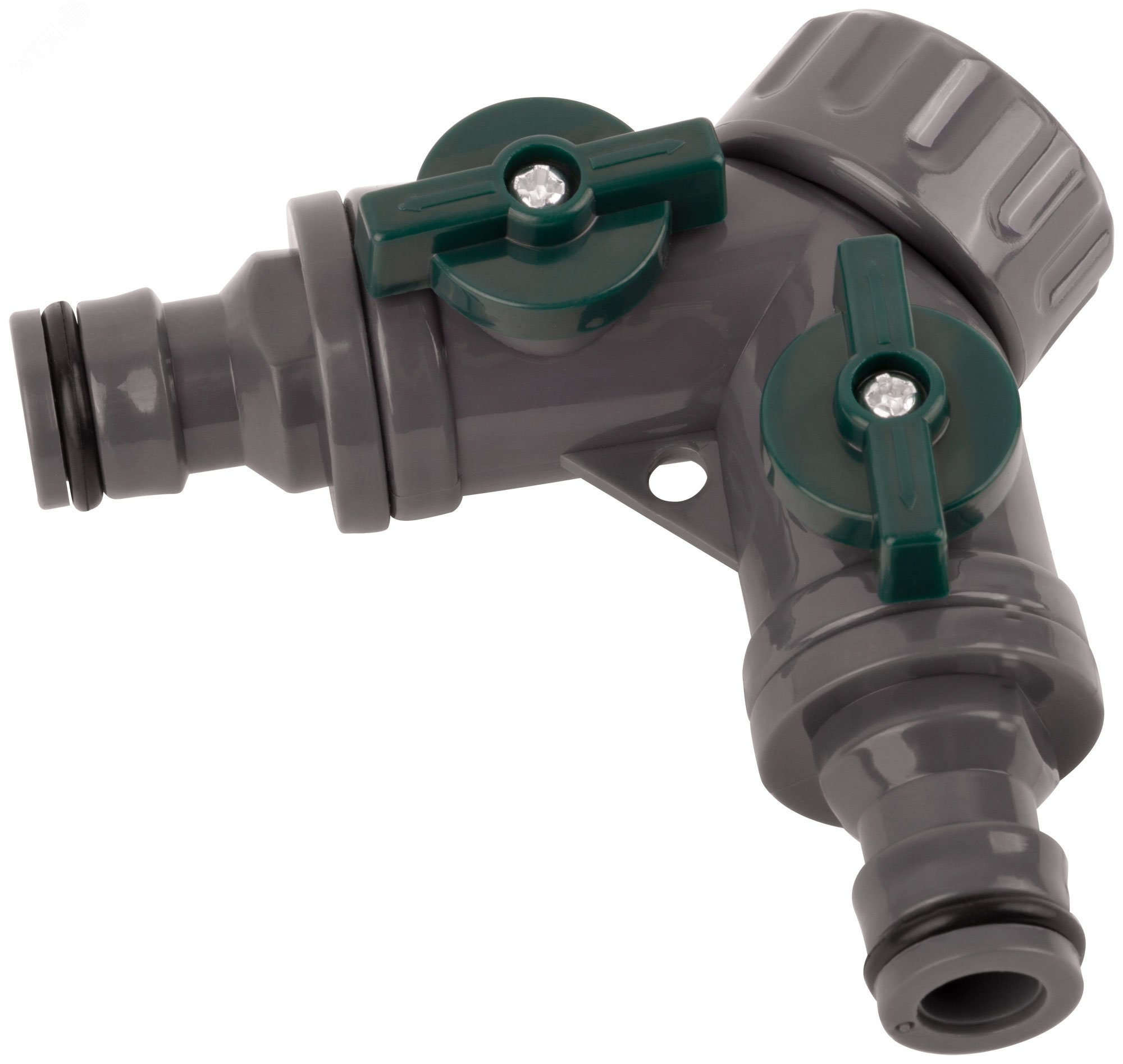 Изображение товара Распределитель 2-х канальный пластиковый для шлангов D-3/4"