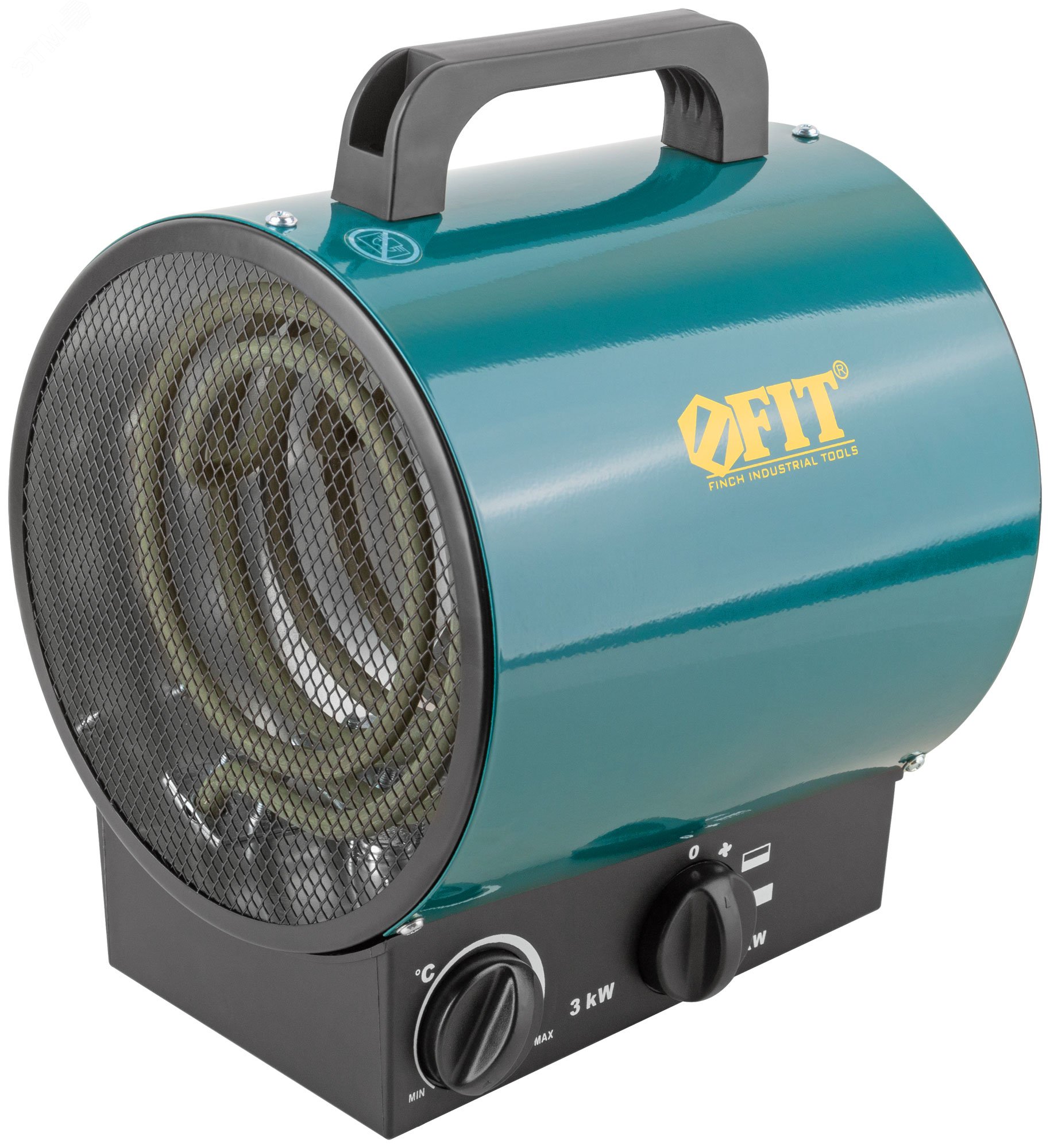 Изображение товара Пушка тепловая электрическая 3 кВт круглая зеленая для обогрева и вентиляции