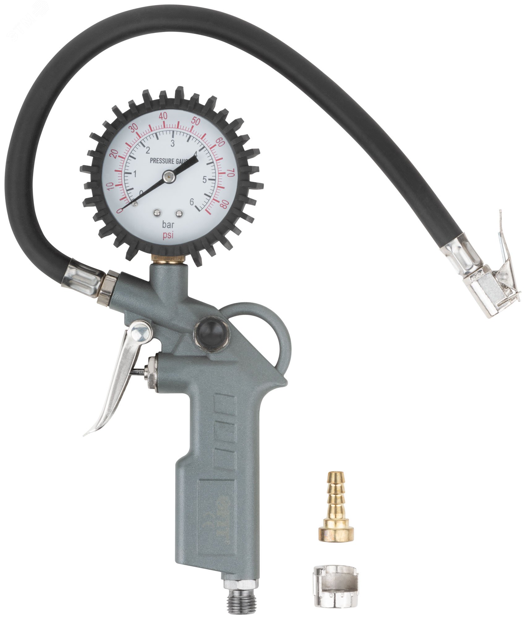 Изображение товара Пистолет с манометром для контроля давления воздуха 1/4'' черный спортивный