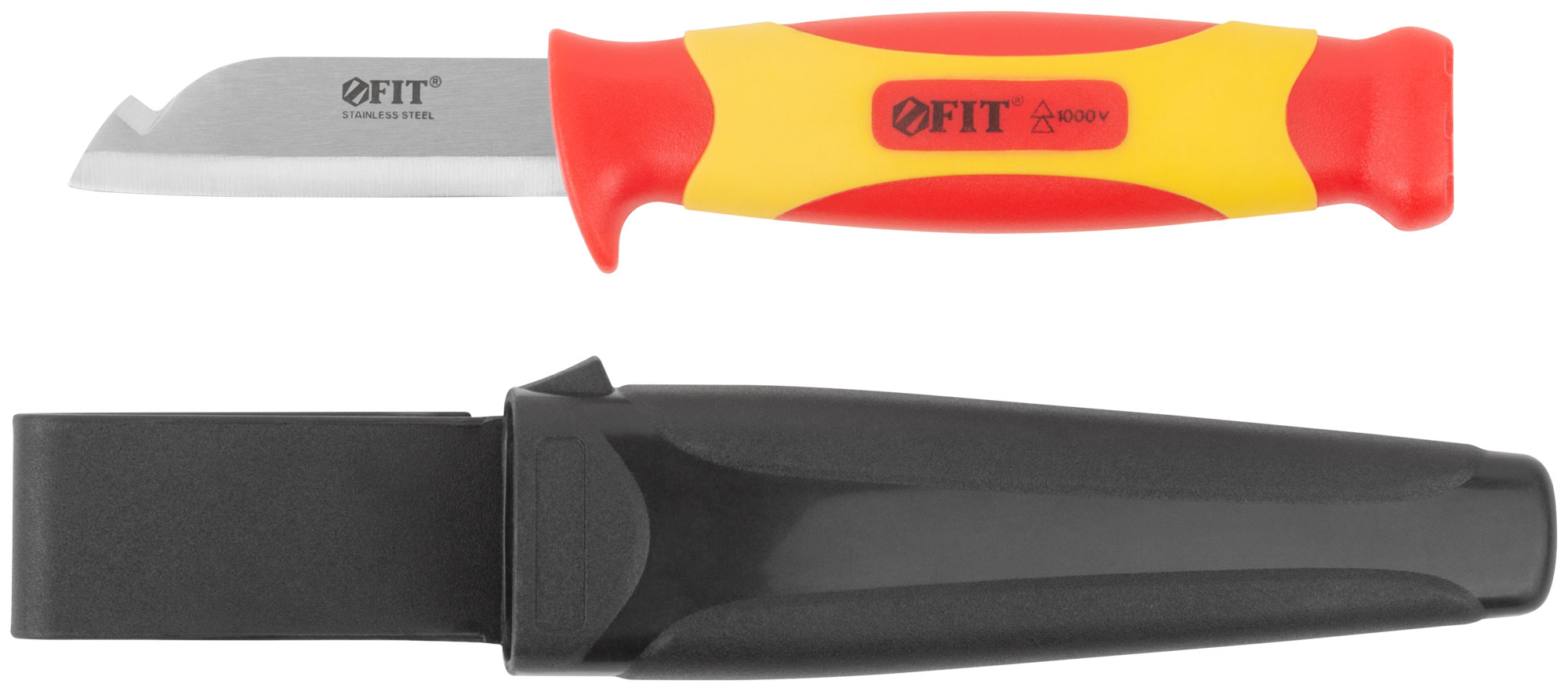 Нож изолированный 1000 В, нерж.сталь, 190 мм, лезвие 68 мм, прорезин.ручка