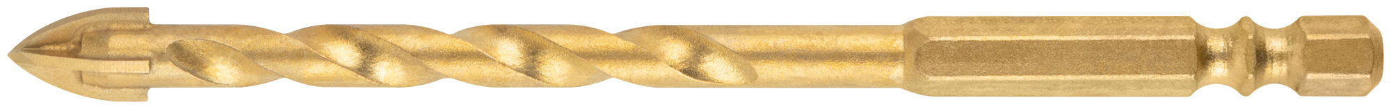 Сверло универсальное, 4 режущие кромки, титановое покрытие, шестигранный U-хвостовик под биту, 8х115 мм