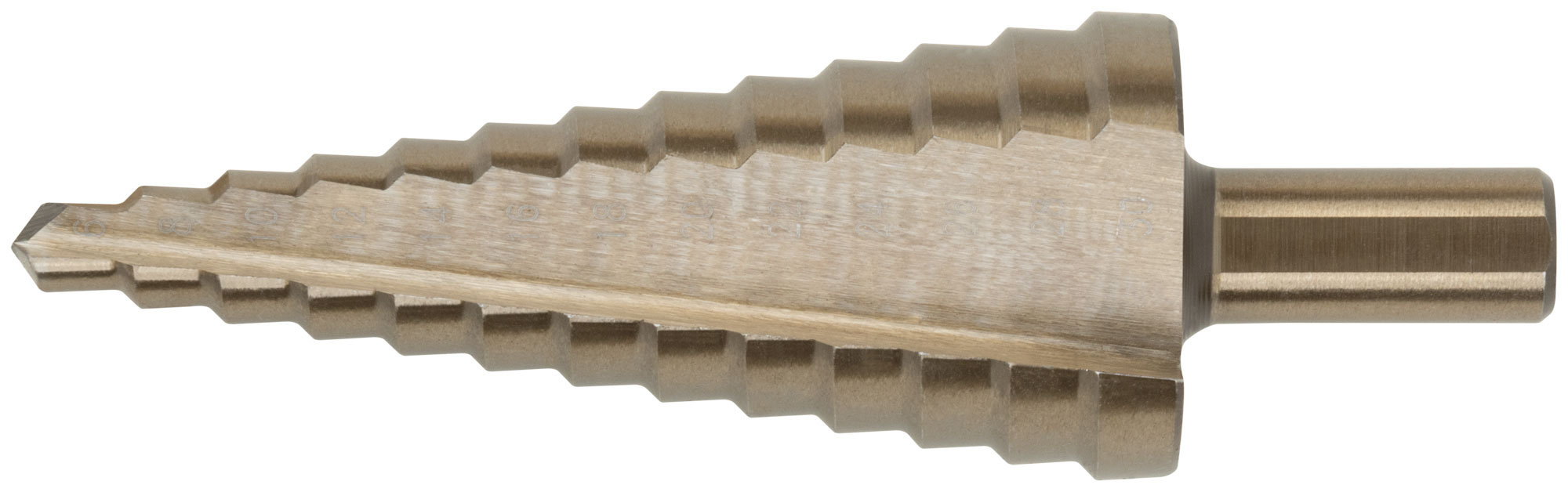 Сверло ступенчатое HSS Co5% ( Р6М5К5 ) по металлу, 13 ступеней, 6-30 мм