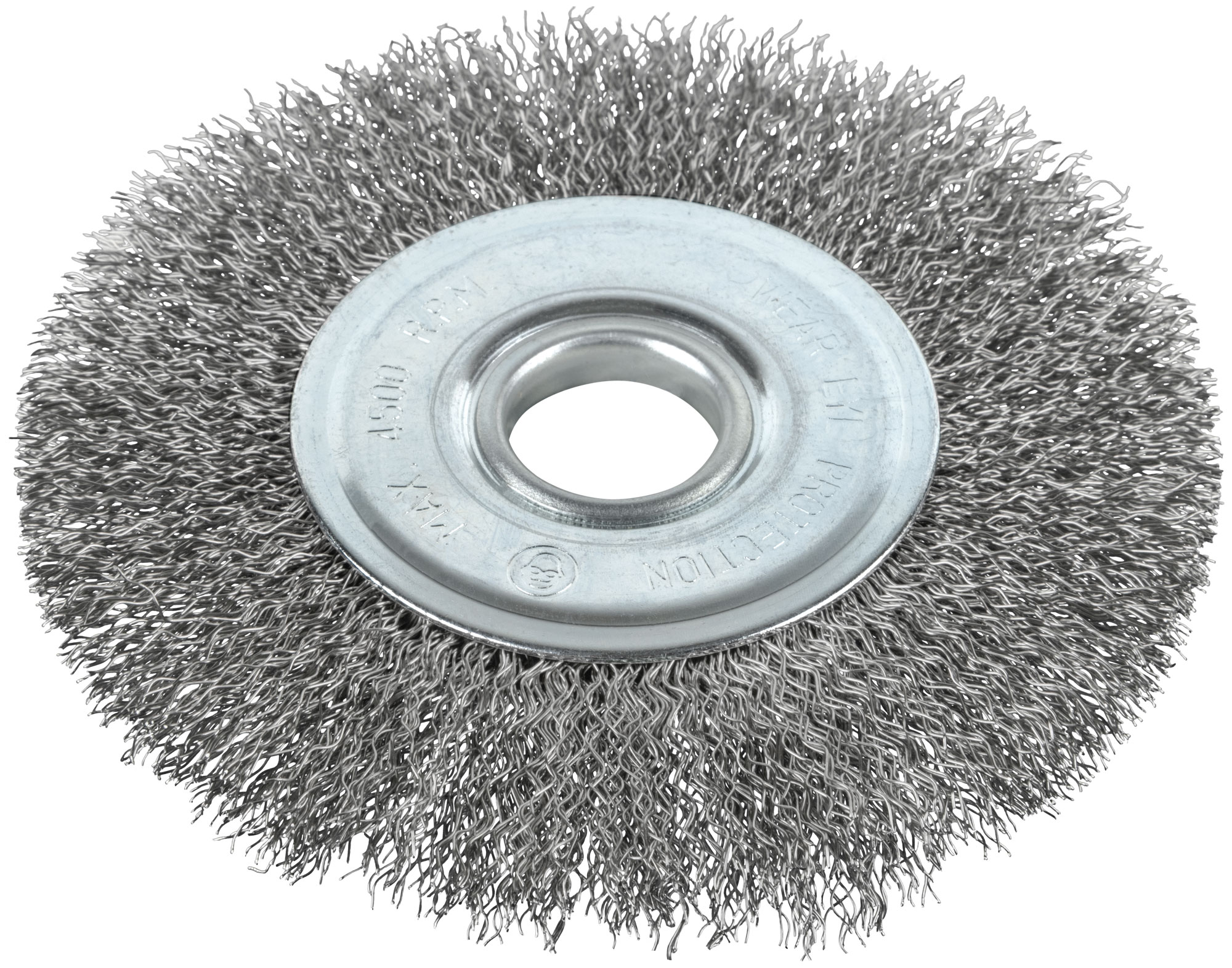 Корщетка-колесо, посадочный диаметр 22,2 мм, волнистая проволока, нержавеющая сталь, Профи 125 мм