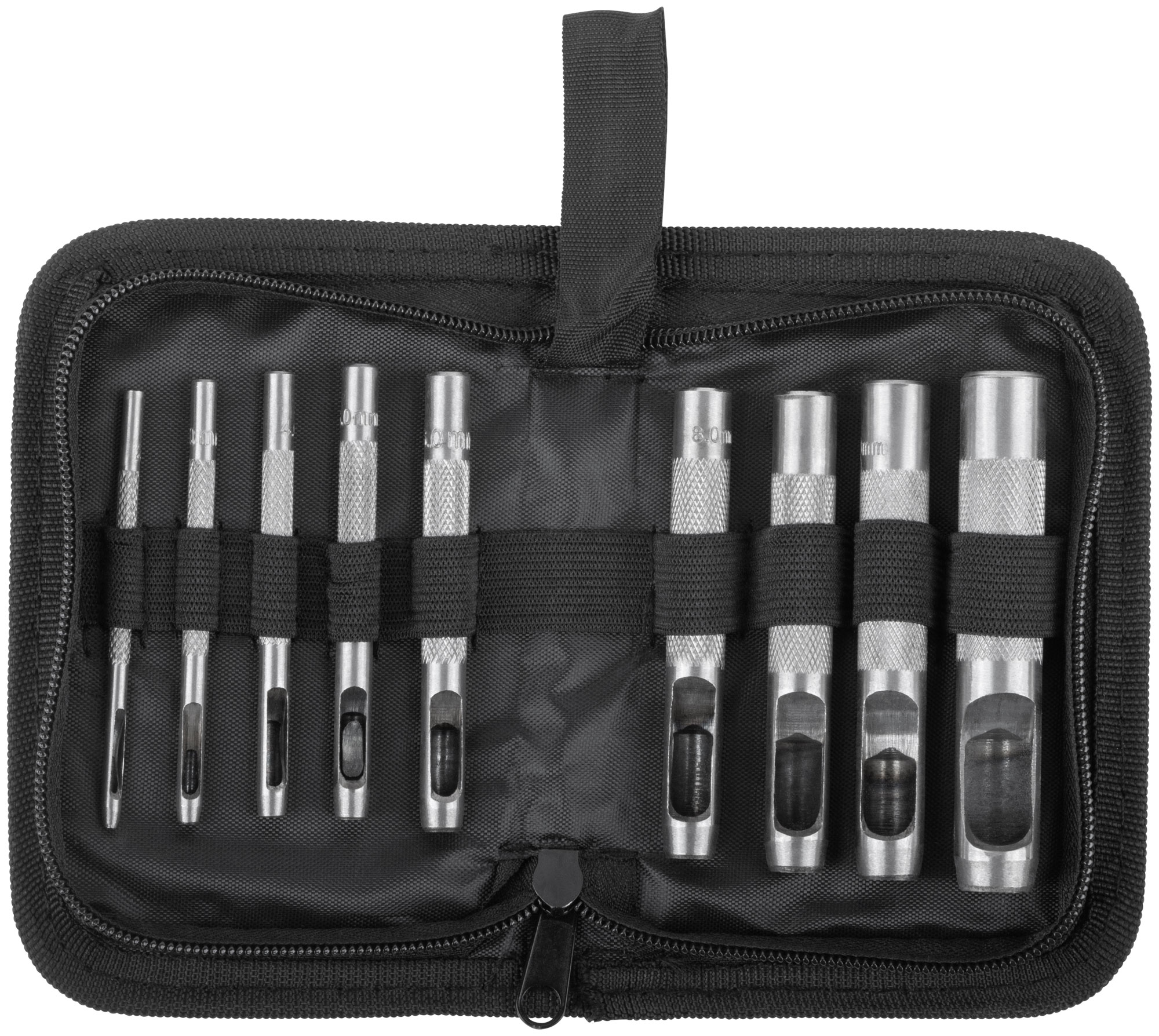 Пробойники для кожи, набор  9 шт. (отверстия 2-3-4-5-6-8-9-10-13 мм )