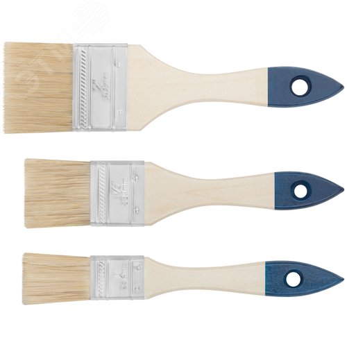 Изображение товара Кисти флейцевые, синяя ручка, набор 3 шт (1'', 1.5'', 2'') (шт)