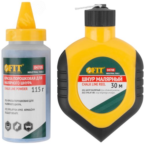 Изображение товара Шнур малярный отбойный, ABS пластиковый прорезиненный корпус 30 м + краска разметочная 115 гр (шт)
