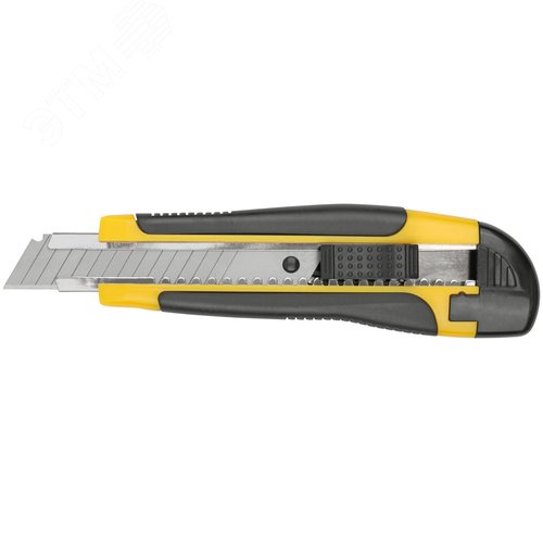 Изображение товара Нож технический 18 мм усиленный прорезиненный, лезвие 15 сегментов (шт)