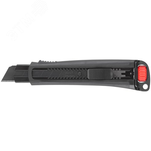 Изображение товара Нож технический 25 мм усиленный прорезиненный, дополнит. пластиковый прижим, черный, Профи (шт)