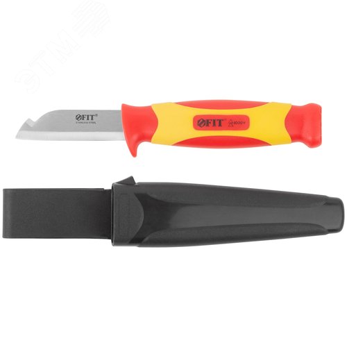 Нож изолированный 1000 В, нерж.сталь, 190 мм, лезвие 68 мм, прорезин.ручка - фото 1