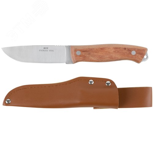 Изображение товара Нож туриста, нерж.сталь, деревянная ручка, лезвие 105 мм (шт)