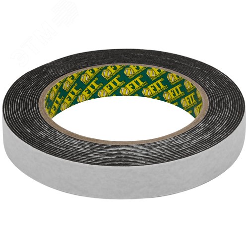 Изображение товара Лента клеящая двухсторонняя монтажная на вспененной основе 19мм х 5м черная (шт)