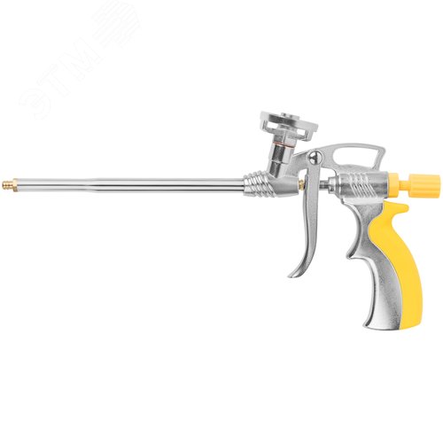 Пистолет для монтажной пены, алюминиевый корпус, прорезиненная ручка - фото 1