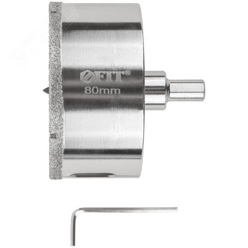 Коронка кольцевая по керамограниту, камню и кафелю алмазная с центровочным сверлом 80х70 мм - фото 1