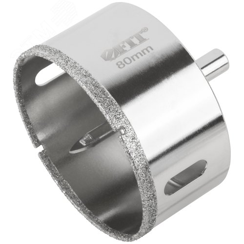 Коронка кольцевая по керамограниту, камню и кафелю алмазная с центровочным сверлом 80х70 мм - фото 2