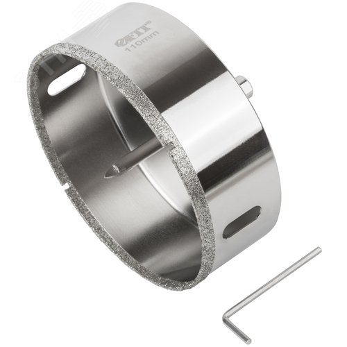 Коронка кольцевая по керамограниту, камню и кафелю алмазная с центровочным сверлом 110х70 мм - фото 2