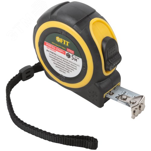 Изображение товара "Рулетка ""Смарт"", калибр.лента, нейлон.покр., магн.крючок, прорезиненный корпус 5 м х 19 мм" (шт)