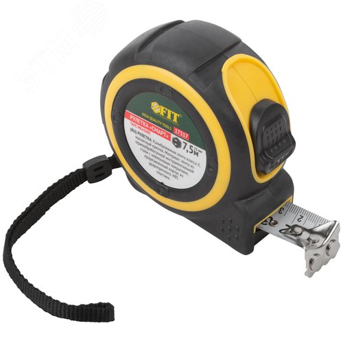 Изображение товара "Рулетка ""Смарт"", калибр.лента, нейлон.покр., магн.крючок, прорезиненный корпус 7,5 м х 25 мм" (шт)