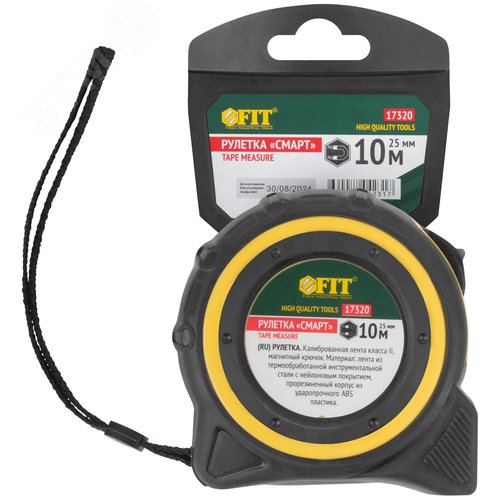 "Рулетка ""Смарт"", калибр.лента, нейлон.покр., магн.крючок, прорезиненный корпус 10 м х 25 мм" - фото 3