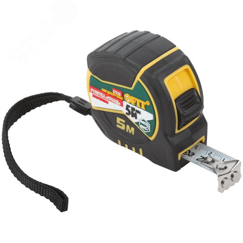 "Рулетка ""Гранд"", калибр.лента, нейлон.покр., магн.крючок, двойной стопор, прорезин.корпус  5 м х 19 мм" - фото 1