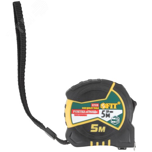 "Рулетка ""Гранд"", калибр.лента, нейлон.покр., магн.крючок, двойной стопор, прорезин.корпус  5 м х 19 мм" - фото 2
