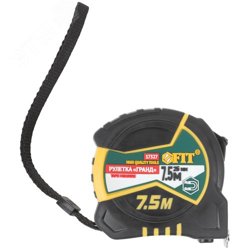 Рулетка "Гранд", калибр.лента, нейлон.покр., м    гн.крючок, двойной стопор, прорезин.корпус 7,5 м х 25 мм" - фото 2