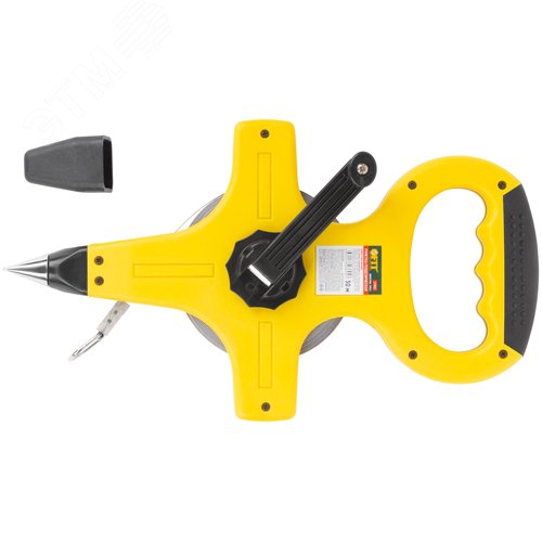 Изображение товара Рулетка геодезическая, стальная лента, желтый открытый пластиковый корпус, прорезиненная ручка 30 м (шт)