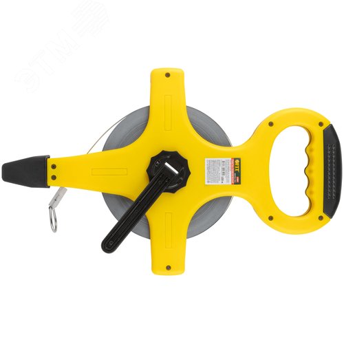 Рулетка геодезическая, стальная лента, желтый открытый пластиковый корпус, прорезиненная ручка 100 м - фото 4