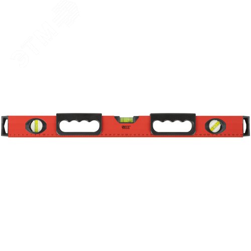 Изображение товара Уровень ''Бизон'', 3 глазка, красный корпус, магнитная полоса, ручки, шкала 600 мм (шт)