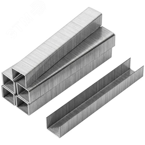 Изображение товара Скобы для степлера закалённые прямоугольные 11.3 мм х 0.7 мм (узкие тип 53) 10 мм, 1000 шт (упак)