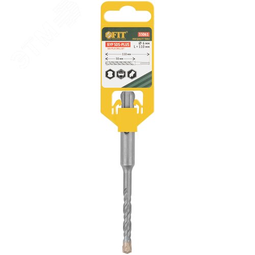 Бур по бетону SDS-PLUS, Профи, крестообразная вставка, двойная спираль, 6 х 110 мм - фото 3
