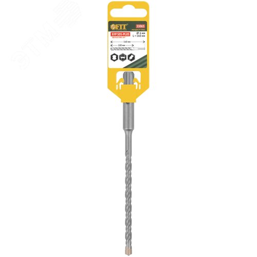 Бур по бетону SDS-PLUS, Профи, крестообразная вставка, двойная спираль, 6 х 160 мм - фото 3