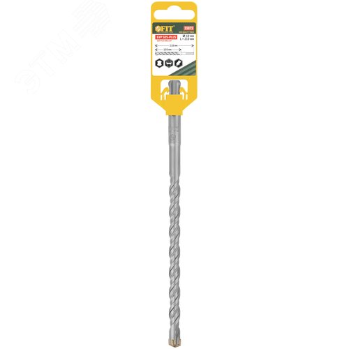 Бур по бетону SDS-PLUS, Профи, крестообразная вставка, двойная спираль, 10 х 210 мм - фото 3