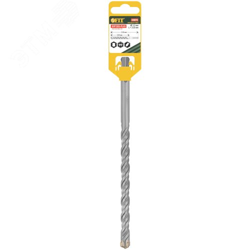Бур по бетону SDS-PLUS, Профи, крестообразная вставка, двойная спираль, 12 х 210 мм - фото 3