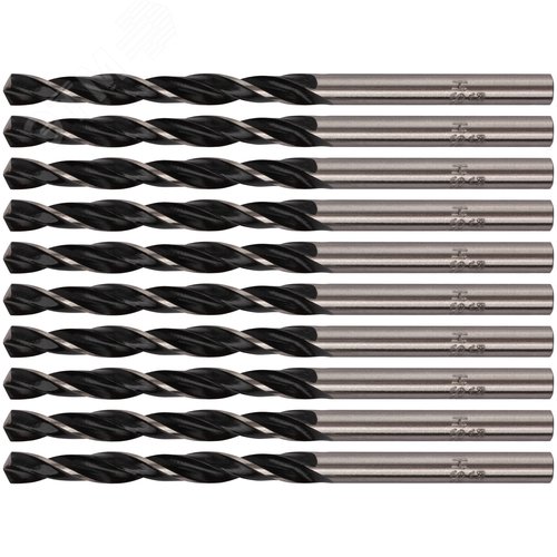 Изображение товара Сверла по металлу HSS черненые 5.0x86 мм (10 шт) (упак)