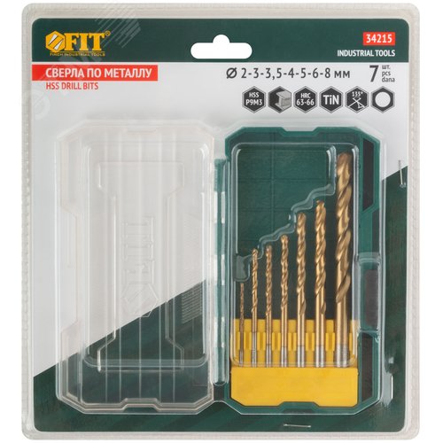 Набор сверл HSS по металлу, титановое покрытие,  7 шт. (2-3-3,5-4-5-6-8 мм) - фото 3