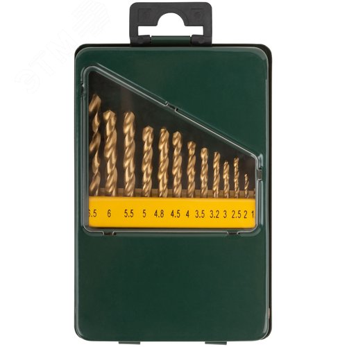 Набор сверл HSS по металлу, титановое покрытие, 13 шт. (1,5-6,5 мм), металлический бокс - фото 3