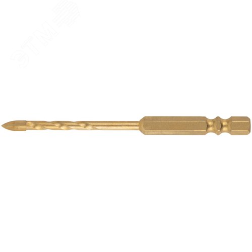 Изображение товара Сверло универсальное, 4 режущие кромки, титановое покрытие, шестигранный U-хвостовик под биту, 4х90 мм (шт)