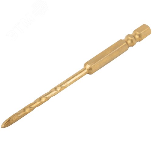 Сверло универсальное, 4 режущие кромки, титановое покрытие, шестигранный U-хвостовик под биту, 4х90 мм - фото 2