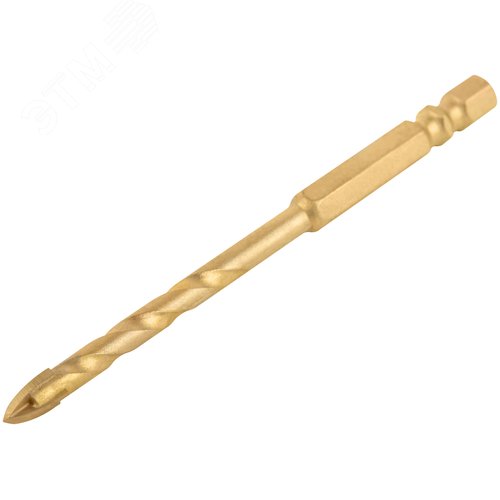 Сверло универсальное, 4 режущие кромки, титановое покрытие, шестигранный U-хвостовик под биту, 6х100 мм - фото 2