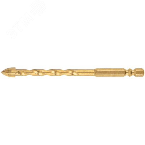 Сверло универсальное, 4 режущие кромки, титановое покрытие, шестигранный U-хвостовик под биту, 8х115 мм - фото 1