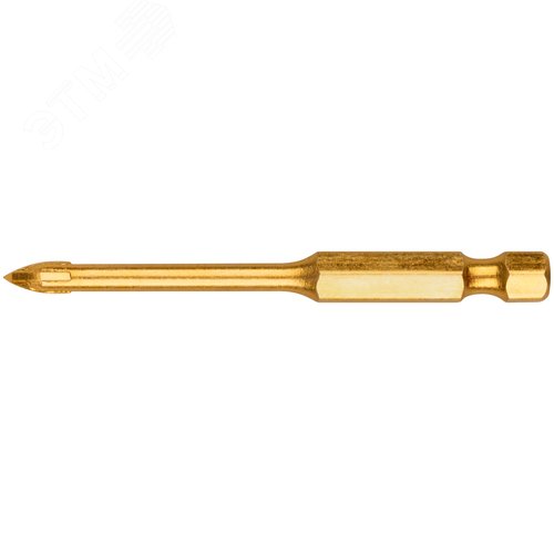 Изображение товара Сверло по кафелю, 4 режущие кромки, титановое покрытие, U-хвостовик под биту 4х69 мм (шт)