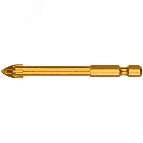 Изображение товара Сверло по кафелю, 4 режущие кромки, титановое покрытие, U-хвостовик под биту 8х76 мм (шт)