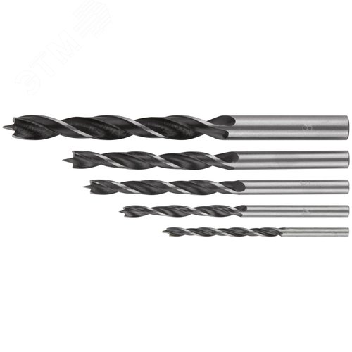 Набор сверл по дереву, пластиковый бокс, 5 шт.(3-4-5-6-8 мм) - фото 2